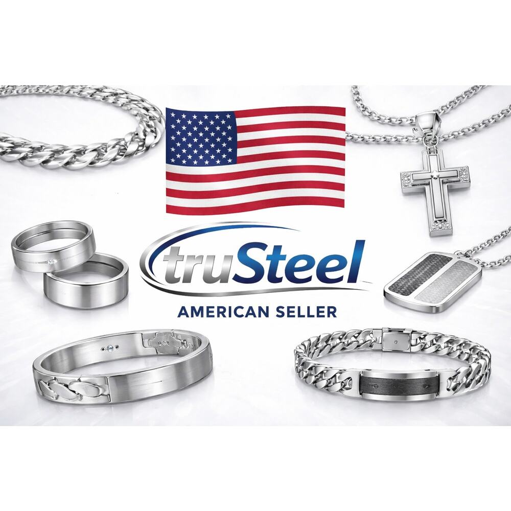 Men’s 8mm Multi Wire 316L Stainless Steel Band Ring Blue Edge Band size 11 - Picture 6 of 7